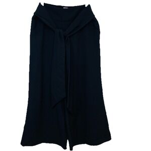 Chelsea Black Wide Leg Crop Pants Woman Large‎ Pull On Pockets Stretch Casual